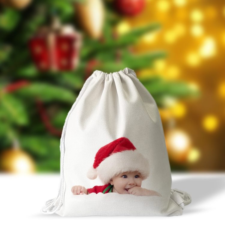 Personalized sublimation blanks cotton linen drawstring bag