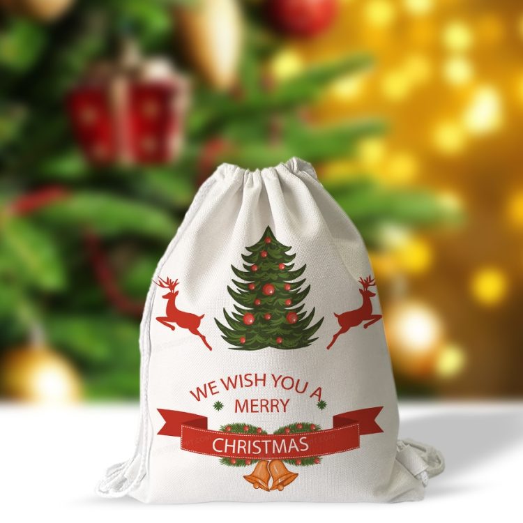 Personalized sublimation blanks cotton linen drawstring bag