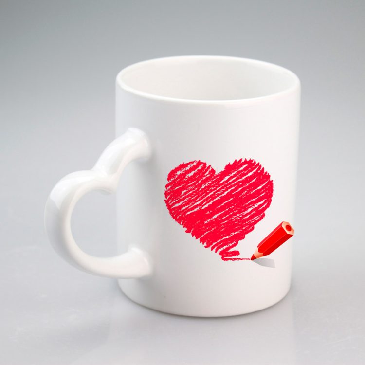 Custom Sublimation coffee Mug with Heart-Shaped Handle
